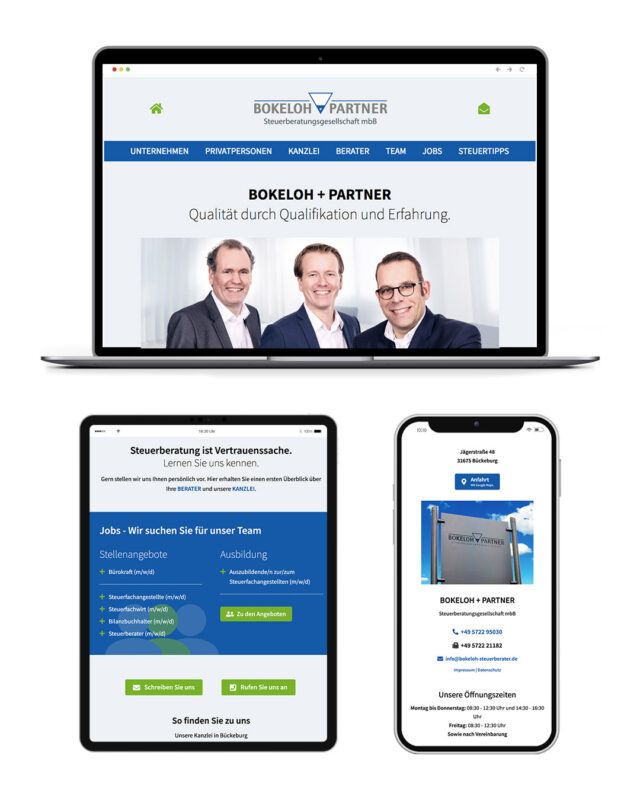 Screenshots der Website Bokeloh Partner