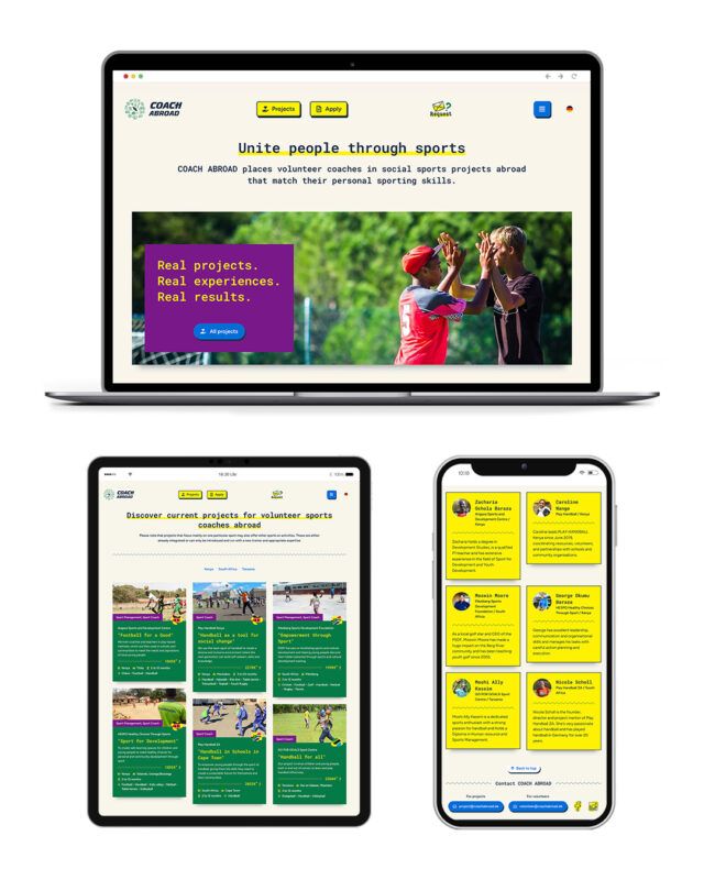 Screenshots der Website COACH ABROAD