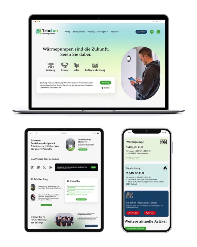 Screenshots der Website TrioSan